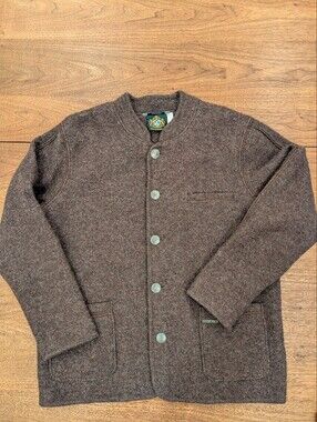 Hammerschmid Austrian Tyrolean Loden Wool Cardigan Jacket Brown Size 58 (XXL)